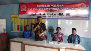 H.Bakri Sosialisasikan 4 Pilar Kebangsaan Di Desa Kota Harapan
